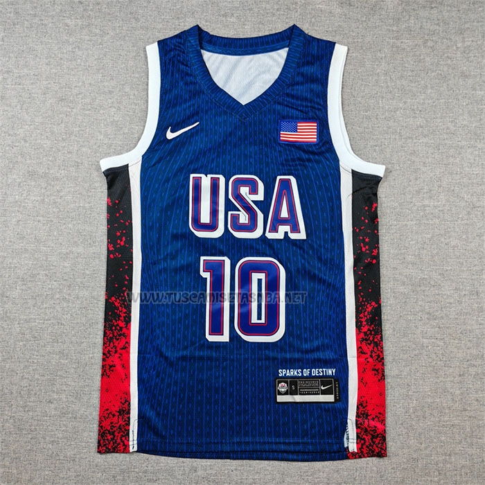 Camiseta Jayson Tatum NO 10 USA 2024 Azul 1